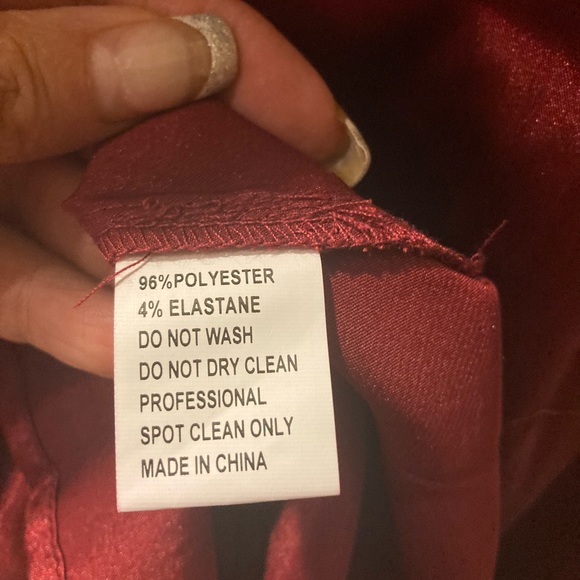 NWT DRESSY SATIN BUTTON DOWN BLOUSE (Burgundy) - Picture 6 of 6